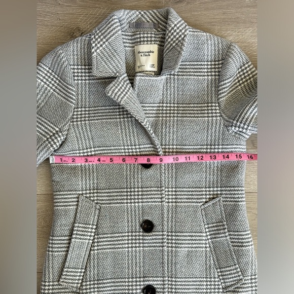 Abercrombie & Fitch Wool Blend The Dad Coat Houndstooth Gray Plaid Size XSP - Picture 12 of 16